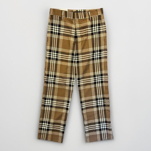 H&M Women's Chino Pants Size 31 Beige Plaid Relaxed Fit Mid Rise Pockets NWT - Picture 1 of 16